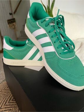 adidas Green Suede Sneakers with White Stripes